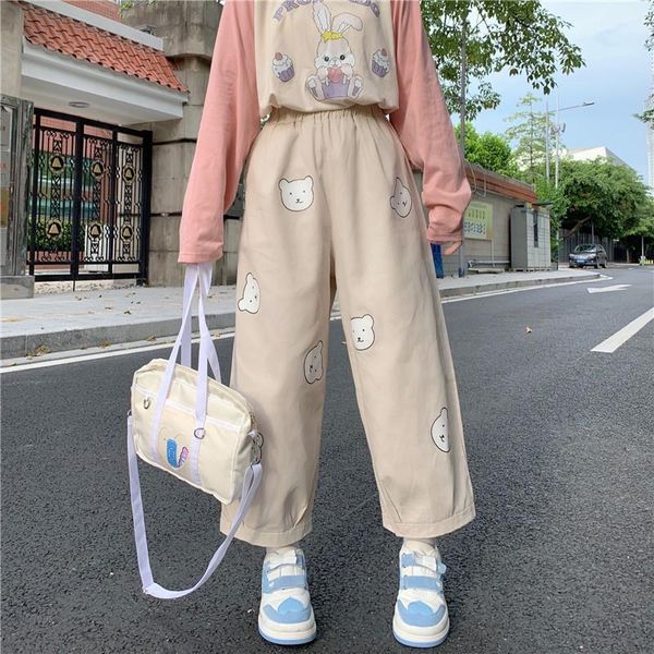 japanese kawaii soft girl cute bear printing women pants basis wild high waist loose trousers elastic waist casual student pant, Black;white
japanese kawaii soft girl cute bear printing women pants basis wild high waist loose trousers elastic waist casual student pant, Black;white