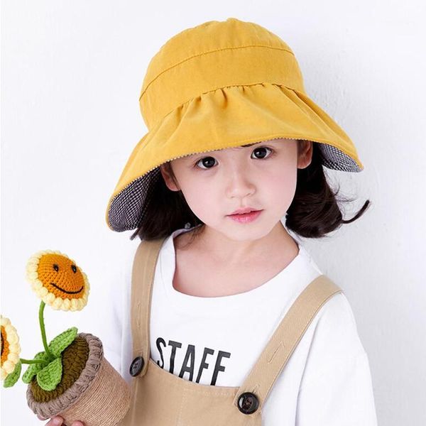 summer solid children's double-sided sunscreen fisherman hat soft cotton breathable design kids' outdoor caps zl9201, Yellow
summer solid children's double-sided sunscreen fisherman hat soft cotton breathable design kids' outdoor caps zl9201, Yellow
