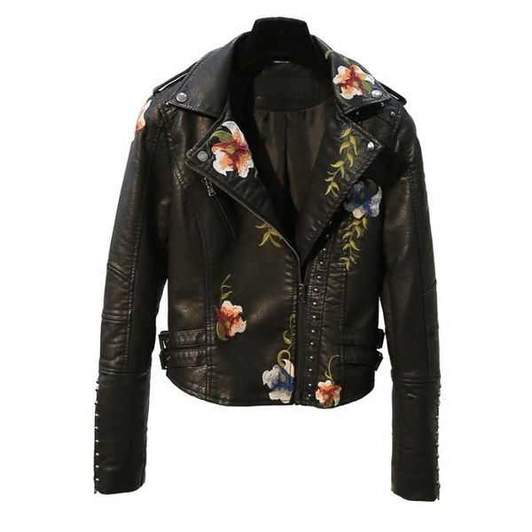 women's leather & faux black embroidery rivet pu jacket women autumn winter slim short coat handsome motorcycle
women's leather & faux black embroidery rivet pu jacket women autumn winter slim short coat handsome motorcycle