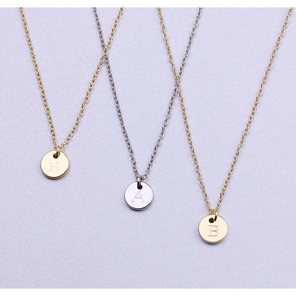 26 letters initial necklace silver gold color disc necklace alphabet women kolye collier friends family l sqcytw dh_seller2010 
26 letters initial necklace silver gold color disc necklace alphabet women kolye collier friends family l sqcytw dh_seller2010