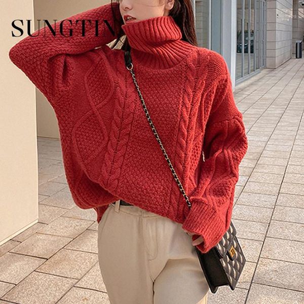women's sweaters sungtin 5 color thick turtleneck sweater women oversized vintage autumn winter pullover knitted jumper1, White;black 
women's sweaters sungtin 5 color thick turtleneck sweater women oversized vintage autumn winter pullover knitted jumper1, White;black