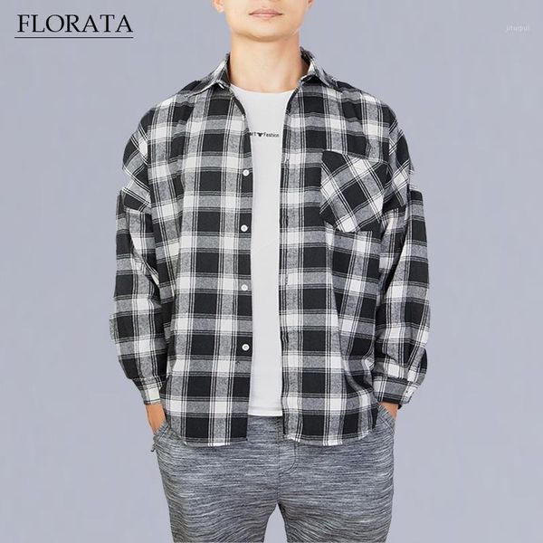 men's plaid button-down cotton shirt single patch pocket casual thick contrast standard-fit long sleeve casual office shirts1, White;black 
men's plaid button-down cotton shirt single patch pocket casual thick contrast standard-fit long sleeve casual office shirts1, White;black