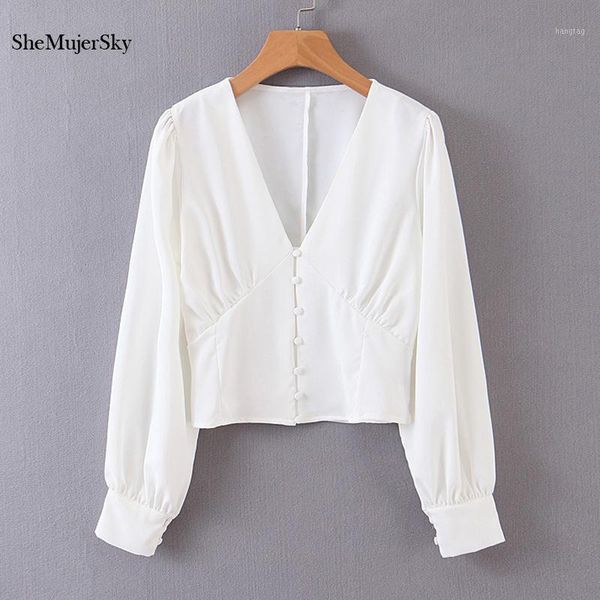 shemujersky women white shirt long sleeve v-neck buttons blouse vintage short 2020 autumn blusas1
shemujersky women white shirt long sleeve v-neck buttons blouse vintage short 2020 autumn blusas1