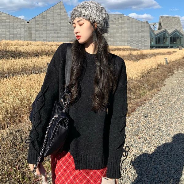 2 colors 2020 autumn and winter korean style soild color lace up knitted sweaters womens sweaters and pullovers (c8181)1, White;black
2 colors 2020 autumn and winter korean style soild color lace up knitted sweaters womens sweaters and pullovers (c8181)1, White;black