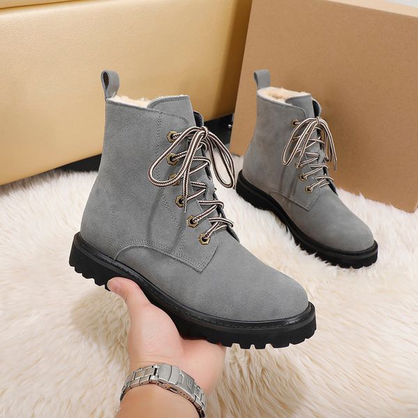 designer womens boots luxury grey brown suede lace-up with fluff round head low heel boots with box size 35-44, Black
designer womens boots luxury grey brown suede lace-up with fluff round head low heel boots with box size 35-44, Black