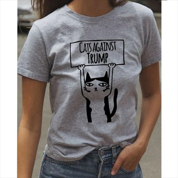 cats against trump cool round collar loose gray personalized funny graphic women fashion funny slogan grunge street wear t shirt, White
cats against trump cool round collar loose gray personalized funny graphic women fashion funny slogan grunge street wear t shirt, White