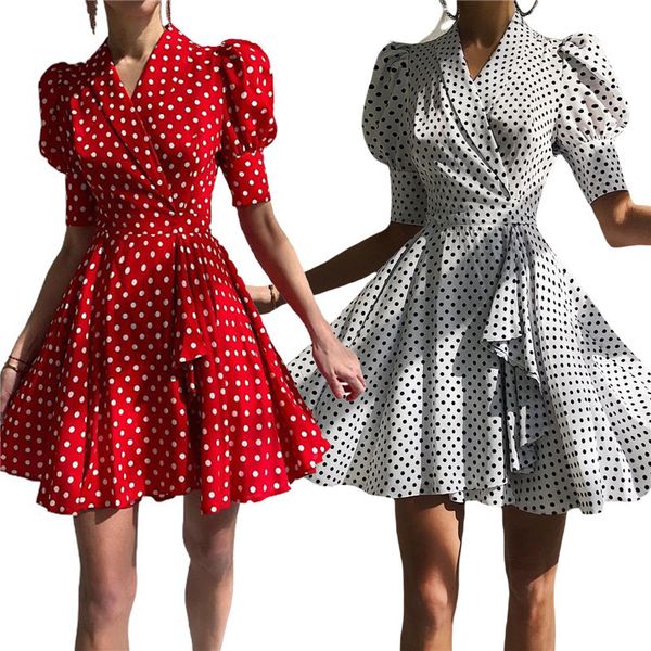 women fashion puff sleeve mini dress 2021 retro fashion swing a-line dresses summer elegant polka dot v-neck lace-up short dress 32h9, Black;gray
women fashion puff sleeve mini dress 2021 retro fashion swing a-line dresses summer elegant polka dot v-neck lace-up short dress 32h9, Black;gray