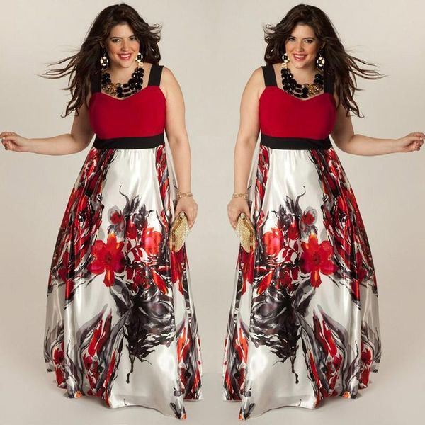 new plus size floral women summer boho maxi long dress red green sleeveless beach party evening natural sundress, Black;gray
new plus size floral women summer boho maxi long dress red green sleeveless beach party evening natural sundress, Black;gray