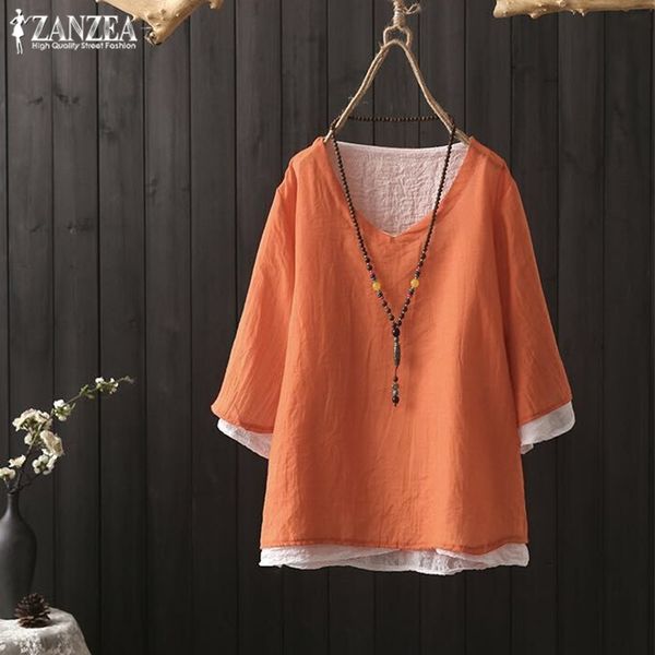 plus size womens summer blouse zanzea female fashion v neck tee shirts vintage half tunic layered baggy blusas s-5xl y200622, White
plus size womens summer blouse zanzea female fashion v neck tee shirts vintage half tunic layered baggy blusas s-5xl y200622, White