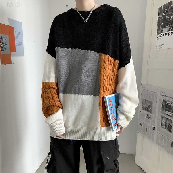sweater e-baihui men's autumn stitching contrast color knit men and women loose outer wear round neck y0907, White;black
sweater e-baihui men's autumn stitching contrast color knit men and women loose outer wear round neck y0907, White;black