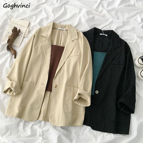 women blazers loose solid korean style fashion retro ins notched pocket single button new all-match temperament casual chic fit, White;black
women blazers loose solid korean style fashion retro ins notched pocket single button new all-match temperament casual chic fit, White;black