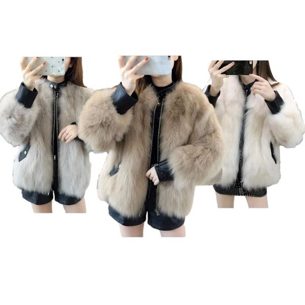 imitation fur pu leather stitching 2020 winter short korean version thick plush coat winter coat fur jacket faux, Black
imitation fur pu leather stitching 2020 winter short korean version thick plush coat winter coat fur jacket faux, Black