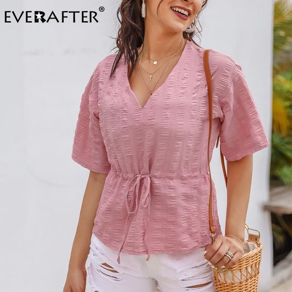 women's blouses & shirts everafter v-neck women blouse sashes elegant pink ladies chic summer holiday casual lace up dot short sle, White
women's blouses & shirts everafter v-neck women blouse sashes elegant pink ladies chic summer holiday casual lace up dot short sle, White
