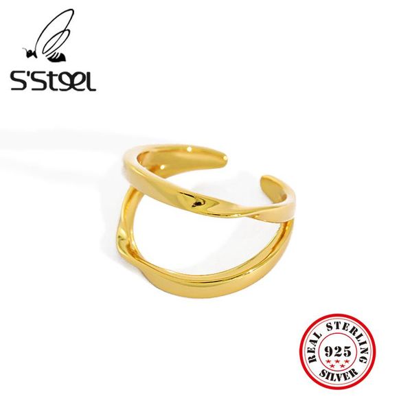 s'steel korean rings sterling silver for women minimalist twisted designer opening ring anillo de plata de ley 925 mujer jewelry, Golden;silver
s'steel korean rings sterling silver for women minimalist twisted designer opening ring anillo de plata de ley 925 mujer jewelry, Golden;silver