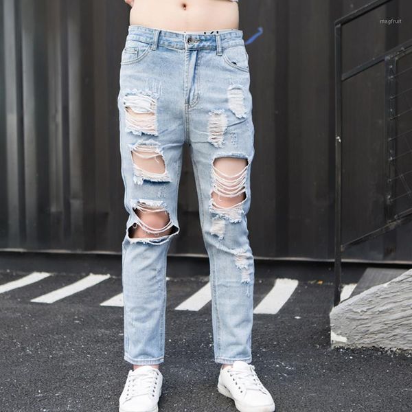 men's jeans american spring and autumn style ripped nine minute jeans men's big hole pants popular logo casual pants1, Blue
men's jeans american spring and autumn style ripped nine minute jeans men's big hole pants popular logo casual pants1, Blue