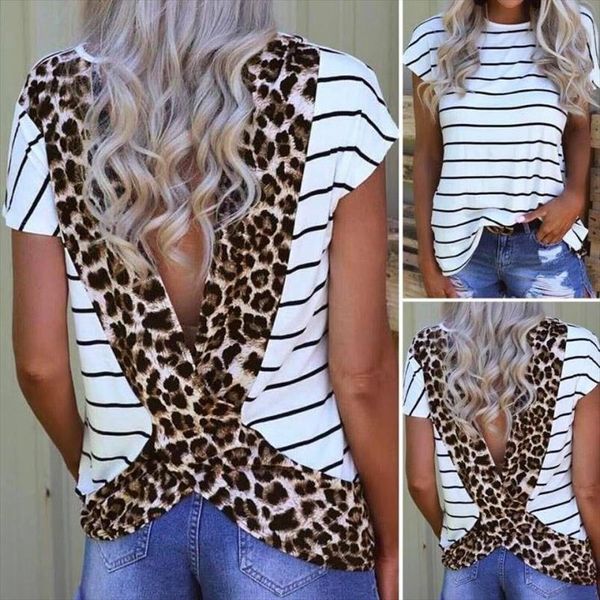 cross leopard print striped womens t shirt open back short sleeve o neck tshirt female 2020 summer loose tees woman, White
cross leopard print striped womens t shirt open back short sleeve o neck tshirt female 2020 summer loose tees woman, White