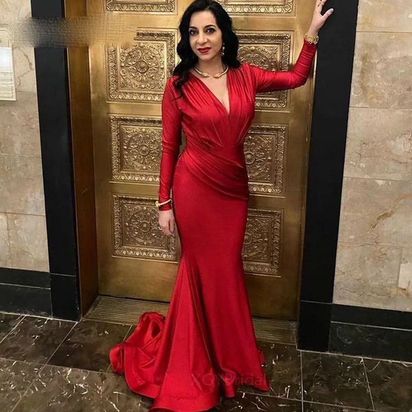 elegant mermaid long sleeves evening dress 2021 red v neck sweep train long prom gowns formal wear vestidos de fiesta, Black;red
elegant mermaid long sleeves evening dress 2021 red v neck sweep train long prom gowns formal wear vestidos de fiesta, Black;red