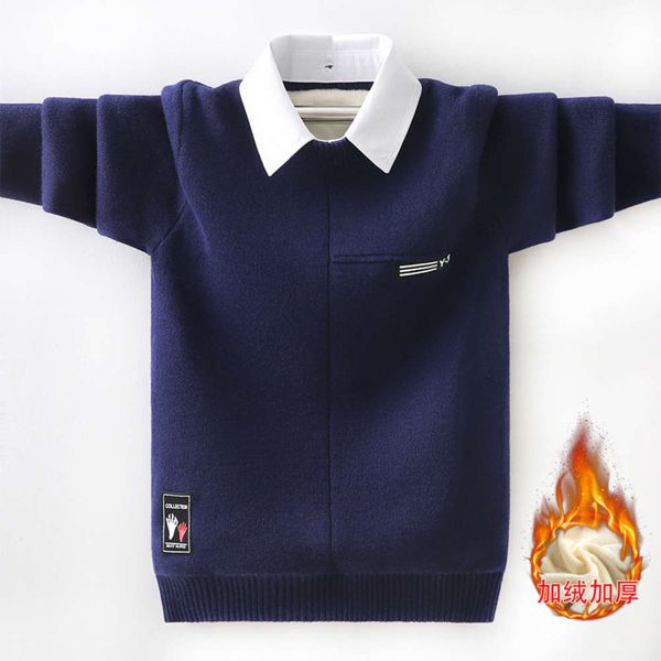 sweater fake two-piece shirt collar t-shirt pure cotton boys' middle large children's autumn and winter pullover, Blue
sweater fake two-piece shirt collar t-shirt pure cotton boys' middle large children's autumn and winter pullover, Blue