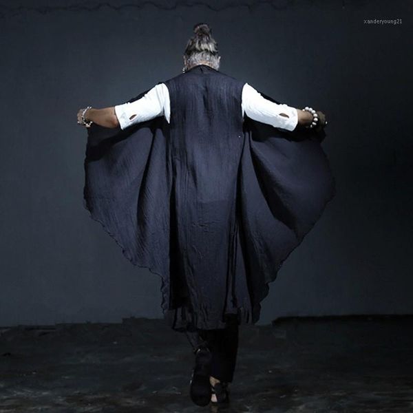 men's vests gothic men loose fit long linen sleeveless vest casual shawl cape irregular outwear coat man streetwear waistcoat cardigan1, Black;white
men's vests gothic men loose fit long linen sleeveless vest casual shawl cape irregular outwear coat man streetwear waistcoat cardigan1, Black;white