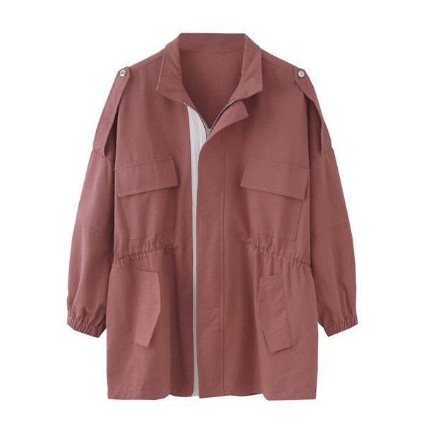 tooling jacket spring autumn basic paragraph mid-long large size standing collar elastic waist slim coat korean version, Black;brown
tooling jacket spring autumn basic paragraph mid-long large size standing collar elastic waist slim coat korean version, Black;brown