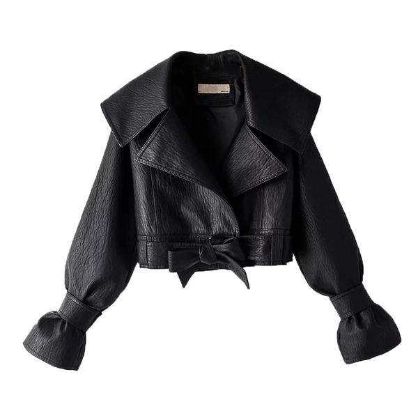 2021 new non-swollen short sleeve high street fashion soft leather jacket from women's winter coat cuf6, Black
2021 new non-swollen short sleeve high street fashion soft leather jacket from women's winter coat cuf6, Black
