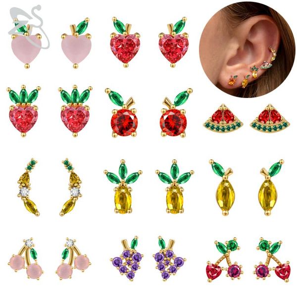 zs 1 pair fruit stud earring for women 20g colorful cz crystal cherry grape pineapple ear stud cartilage piercing earrings, Golden;silver
zs 1 pair fruit stud earring for women 20g colorful cz crystal cherry grape pineapple ear stud cartilage piercing earrings, Golden;silver