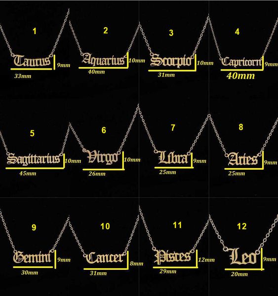 factory price constellation zodiac personalized necklaces custom letter stainless steel old english necklace birthday je, Silver
factory price constellation zodiac personalized necklaces custom letter stainless steel old english necklace birthday je, Silver
