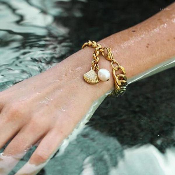 1pcs fashion personality bangle thick chain pearl shell pendant bracelet ladies punk beach party jewelry accessories lover gift1, Black
1pcs fashion personality bangle thick chain pearl shell pendant bracelet ladies punk beach party jewelry accessories lover gift1, Black
