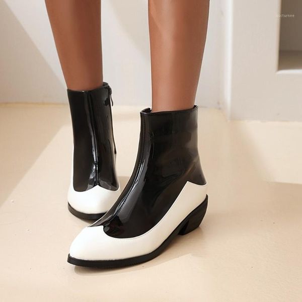 us4-13 womens round toe pu leather ankle boots match colors chunky heel shoes riding retro punk plus size 3colors new1, Black
us4-13 womens round toe pu leather ankle boots match colors chunky heel shoes riding retro punk plus size 3colors new1, Black