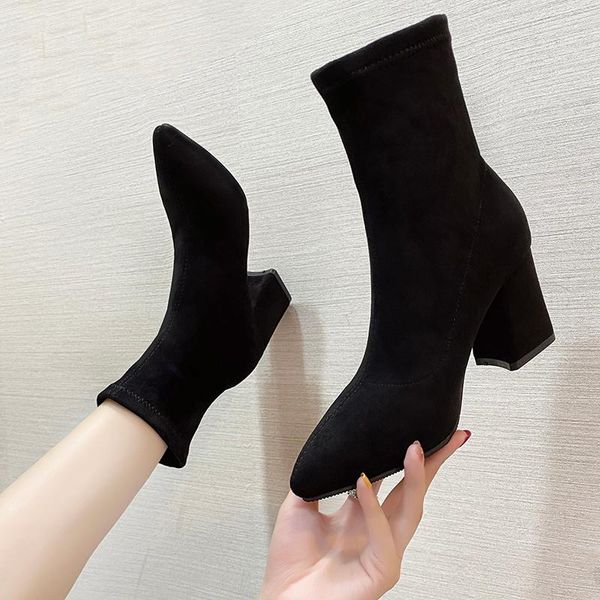 women's mid calf boots female shoes round toe boots-women ladies rock mid-calf autumn low 2020 high heel rubber flock, Black
women's mid calf boots female shoes round toe boots-women ladies rock mid-calf autumn low 2020 high heel rubber flock, Black
