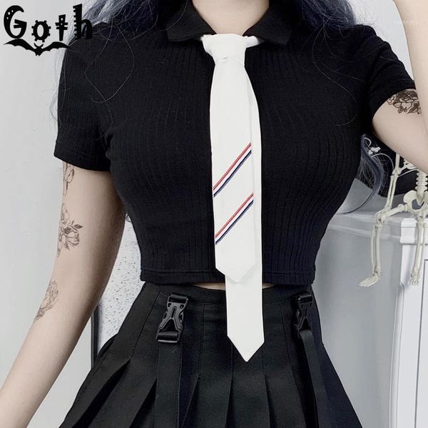 goth vintage solid black bodycon shirts women harajuku streetwear short sleeve shirts summer casual female c1, White
goth vintage solid black bodycon shirts women harajuku streetwear short sleeve shirts summer casual female c1, White