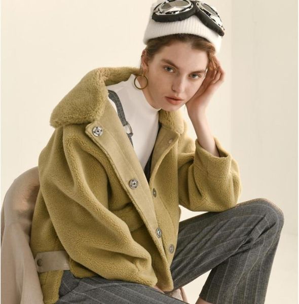 lapel single-breasted natural real sheep shearling jacket female avocado green wool coat new spring winter suede jackets f822, Black
lapel single-breasted natural real sheep shearling jacket female avocado green wool coat new spring winter suede jackets f822, Black