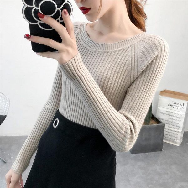 o-neck knitted women sweater and pullovers solid elastic office lady elegant pulls outwear 1, White;black
o-neck knitted women sweater and pullovers solid elastic office lady elegant pulls outwear 1, White;black