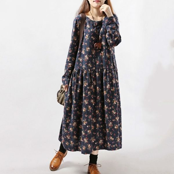 new women dresses autumn winter vintage print casual long sleeve retro cotton maxi robe tunic floral big plus size dress 201030, Black;gray
new women dresses autumn winter vintage print casual long sleeve retro cotton maxi robe tunic floral big plus size dress 201030, Black;gray