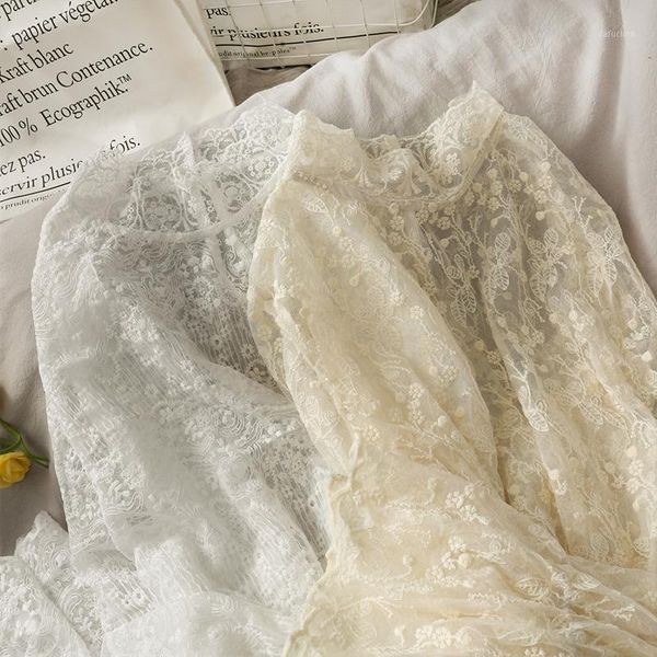 very soft and waxy crochet embroidery with special sweater see-through lace shirt flared sleeve t-shirt pullover1, White
very soft and waxy crochet embroidery with special sweater see-through lace shirt flared sleeve t-shirt pullover1, White