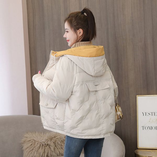 female cold coat solid hooded short women's winter jacket plus size loose casual stand collar cotton padded thick parkas woman 201019, Black
female cold coat solid hooded short women's winter jacket plus size loose casual stand collar cotton padded thick parkas woman 201019, Black