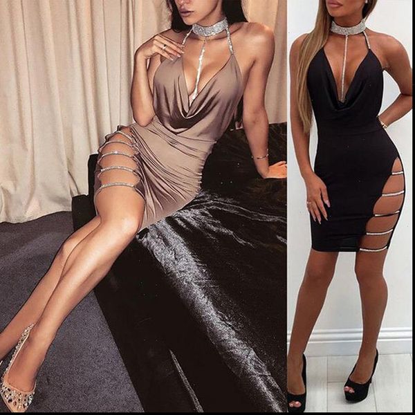 new dress women bandage bodycon evening party v neck club mini halter dress female explosion backless sling hip dress, Black;gray
new dress women bandage bodycon evening party v neck club mini halter dress female explosion backless sling hip dress, Black;gray