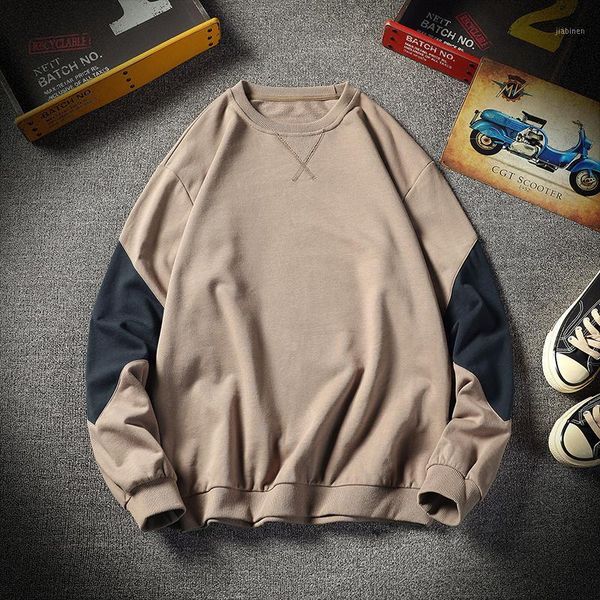 2019 spring and autumn new youth contrast color stitching loose round neck sweatshirt fashion casual pullover dark gray / khaki1, Black
2019 spring and autumn new youth contrast color stitching loose round neck sweatshirt fashion casual pullover dark gray / khaki1, Black