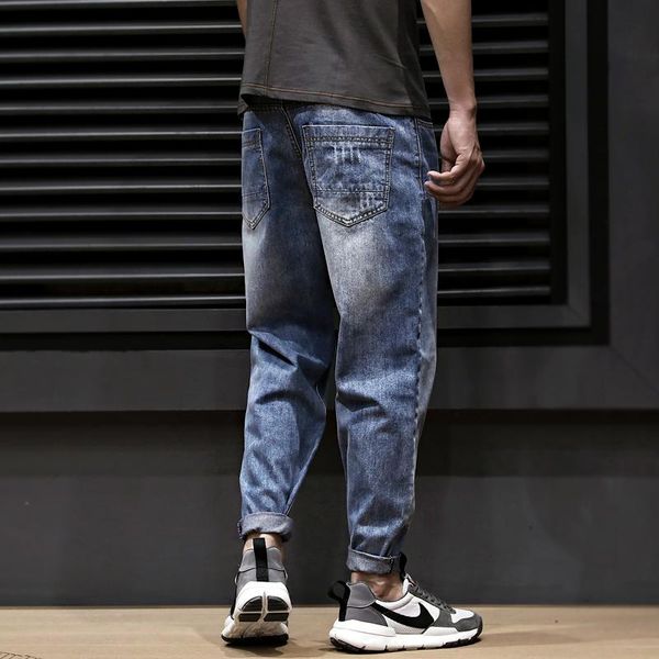 japanese style fashion men jeans loose fit elastic casual cotton denim harem trousers streetwear vintage designer long pants, Blue
japanese style fashion men jeans loose fit elastic casual cotton denim harem trousers streetwear vintage designer long pants, Blue