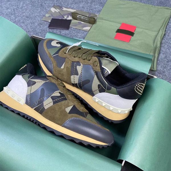 men rockrunner camouflage sneakers designer platform trainers leather mesh wtih stud rivet rubber bottoms luxury gift box 264, Black
men rockrunner camouflage sneakers designer platform trainers leather mesh wtih stud rivet rubber bottoms luxury gift box 264, Black