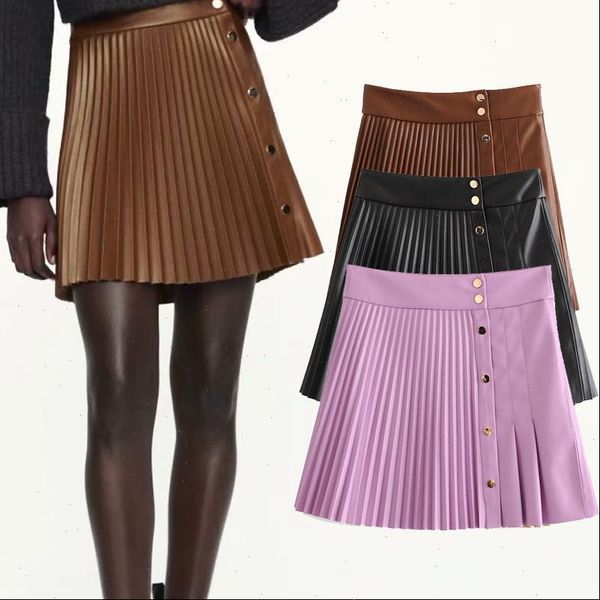 za 2020 women pleated leatherette mini skirt front metal snap button skirts female elegant faux leather short skirt, Black
za 2020 women pleated leatherette mini skirt front metal snap button skirts female elegant faux leather short skirt, Black