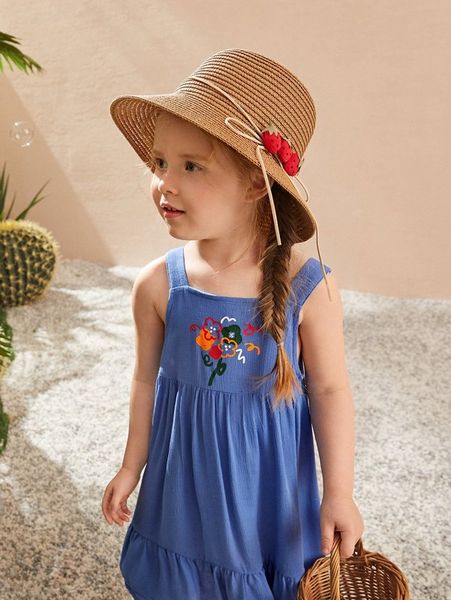 toddler girls floral print ruffle hem cami dress she, Red;yellow