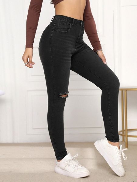 high waisted ripped zip up skinny jeans w9mr#, Blue
high waisted ripped zip up skinny jeans w9mr#, Blue
