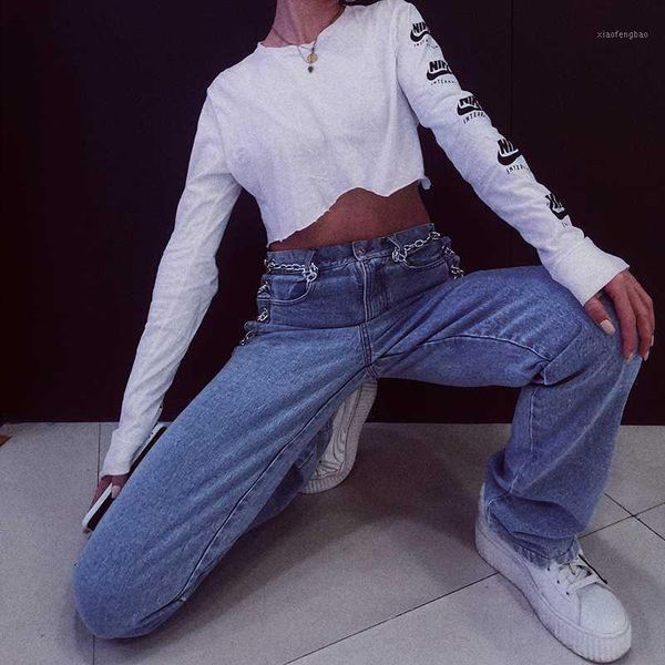 l77street casual full length pants high wiast patchwork chains hit color straight vintage jeans for female clothing fashion1, Blue
l77street casual full length pants high wiast patchwork chains hit color straight vintage jeans for female clothing fashion1, Blue