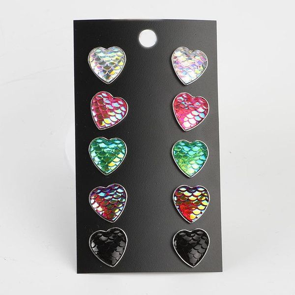 12mm fish scale sequins color stud earrings sets fashionable heart metal colorful stud earrings for women girl gift 5 pairs /set1, Golden;silver
12mm fish scale sequins color stud earrings sets fashionable heart metal colorful stud earrings for women girl gift 5 pairs /set1, Golden;silver