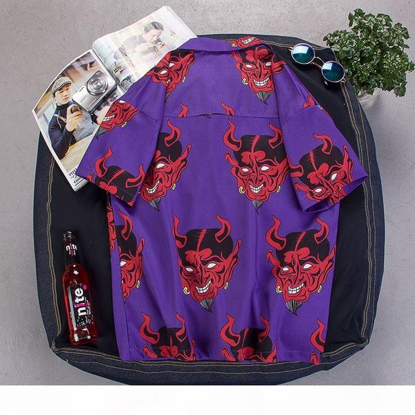 devil full printing turn-down collar casual shirts men 2018 summer high street men's shirts pink purple, White;black 
devil full printing turn-down collar casual shirts men 2018 summer high street men's shirts pink purple, White;black