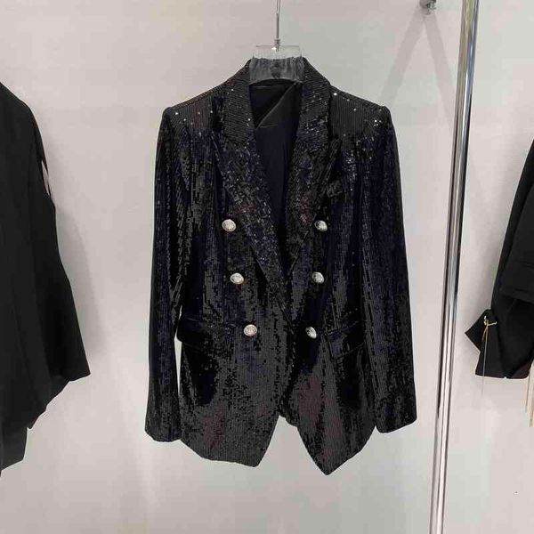black blazer luxurious blingbling sequins double buttons women's suits&blazers designer long sleeves jackets 82605, White;black
black blazer luxurious blingbling sequins double buttons women's suits&blazers designer long sleeves jackets 82605, White;black