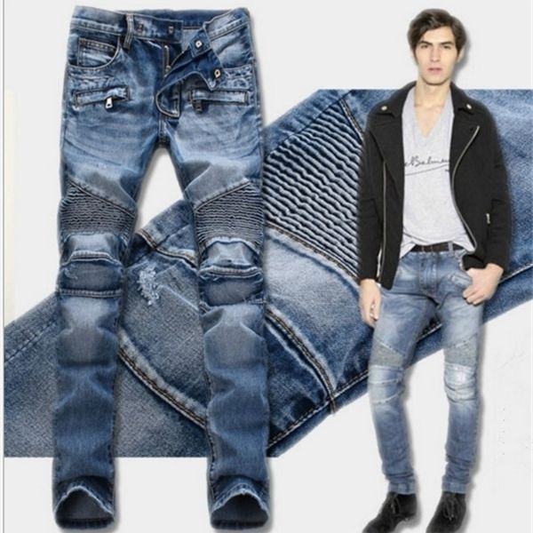 new jeans men skinny biker stretched with zippers pleated slim jean men's scratched pants trousers c1123, Blue
new jeans men skinny biker stretched with zippers pleated slim jean men's scratched pants trousers c1123, Blue