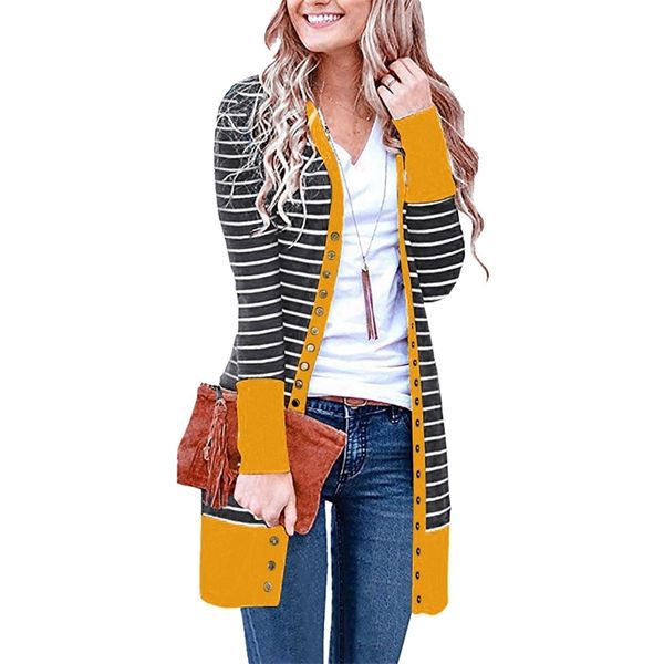 autumn winter women sweaters long sleeve knitted polyester long striped cardigan casual loose sweaters plus size 201225, White;black
autumn winter women sweaters long sleeve knitted polyester long striped cardigan casual loose sweaters plus size 201225, White;black
