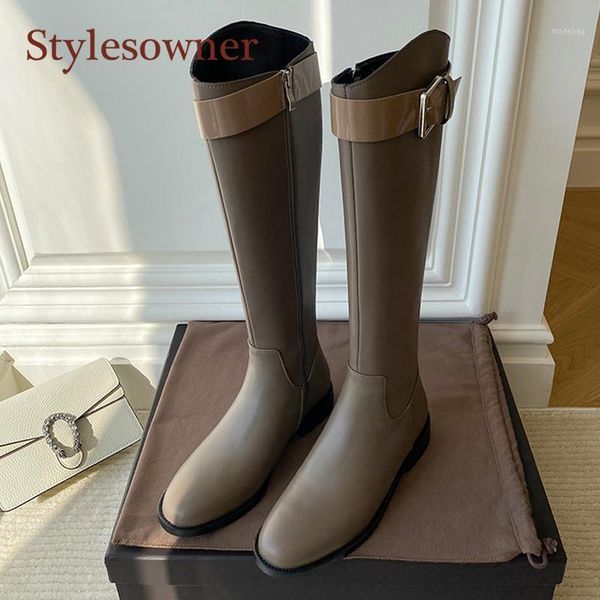 boots genuine leather knee-high knight buckle strap round toe square heel flat long-tube fashion woman 2021 low shoes1, Black
boots genuine leather knee-high knight buckle strap round toe square heel flat long-tube fashion woman 2021 low shoes1, Black